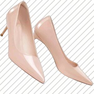 2.5 Inch Nude/Blush Patent Leather Kitten Heels - Size 7.5 - Practically New